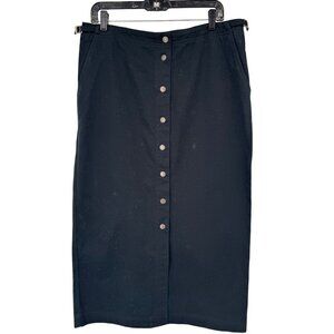 Lauren Jeans Co. Ralph Lauren Womens Black Denim Button-Front Midi Skirt Size 14